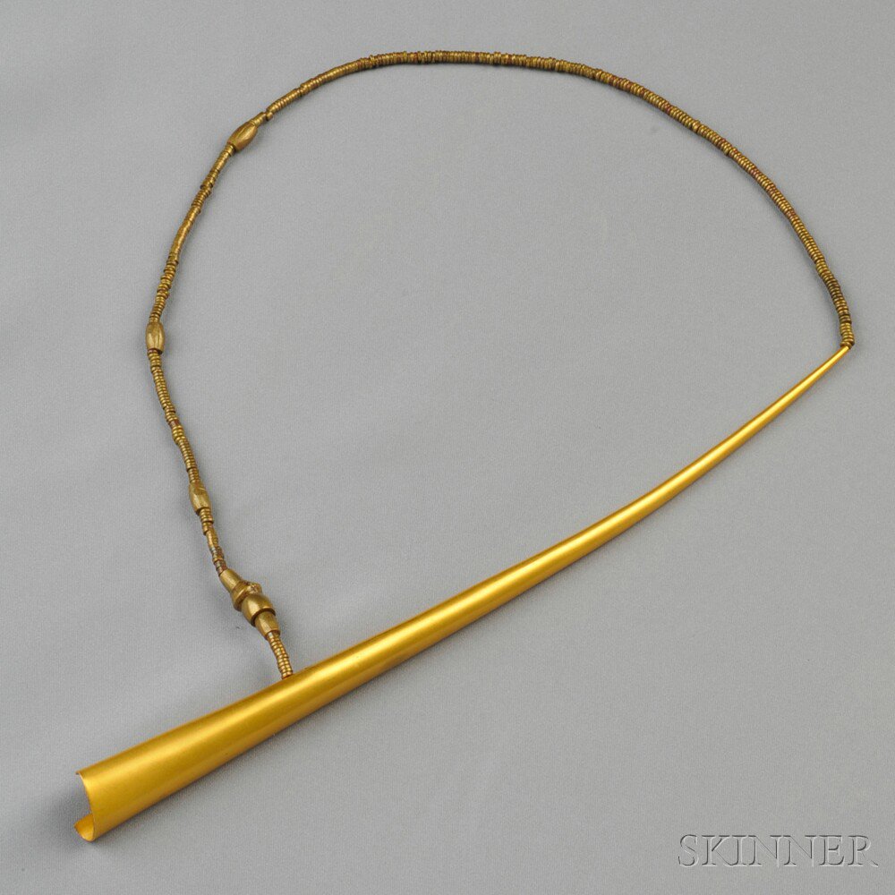 Appraisal: Brass Sling Necklace Robert Lee Morris of gold-plated metal completed