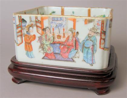 Appraisal: Chinese famille rose square jardiniere late qing dynasty Of square