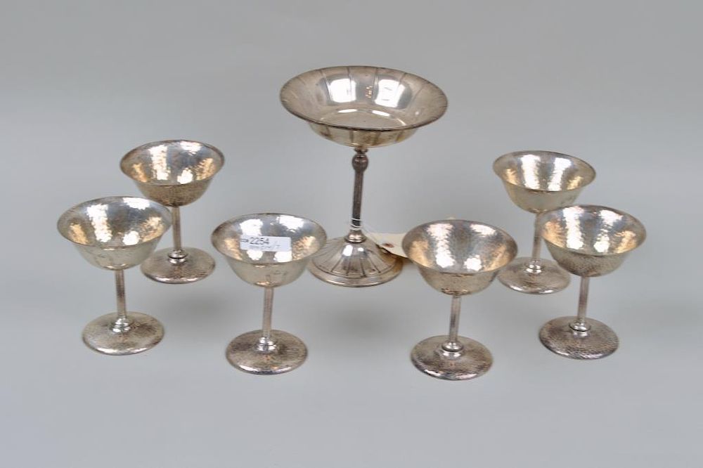 Appraisal: Six Sterling Galt Bros Champagnes and a Tazza by International