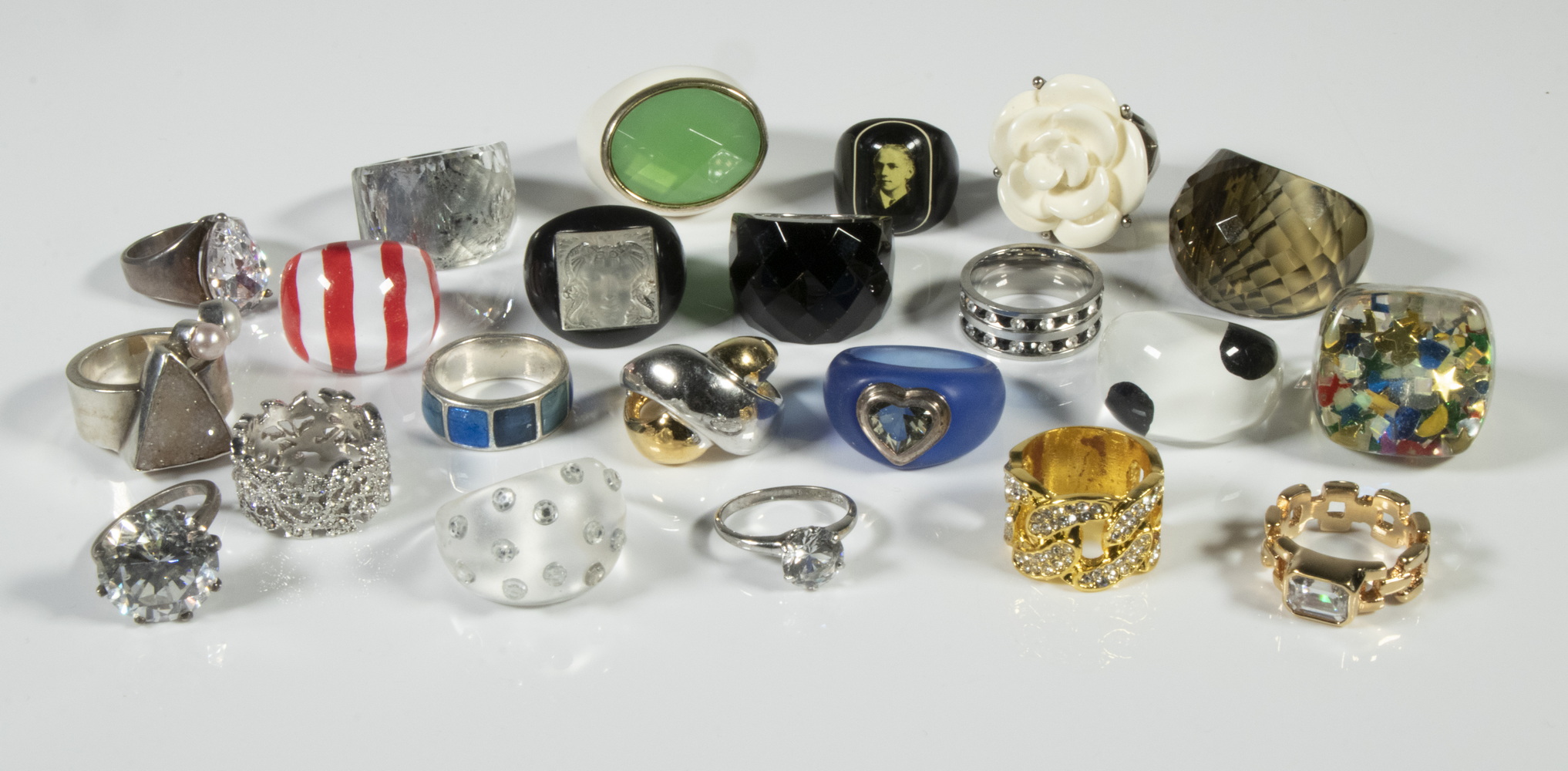 Appraisal: ASSORTED RINGS Large Lot of Designer Costume Rings