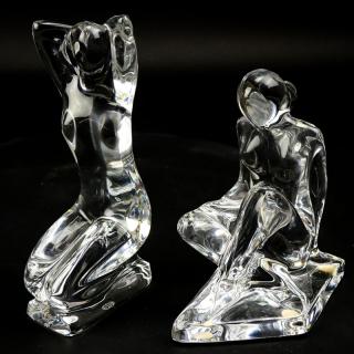 Appraisal: Two Baccarat Crystal Robert Rigot Figurines Two Baccarat Crystal Robert