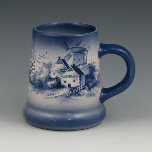 Appraisal: Hand painted mug with Dutch scene in dark blue on