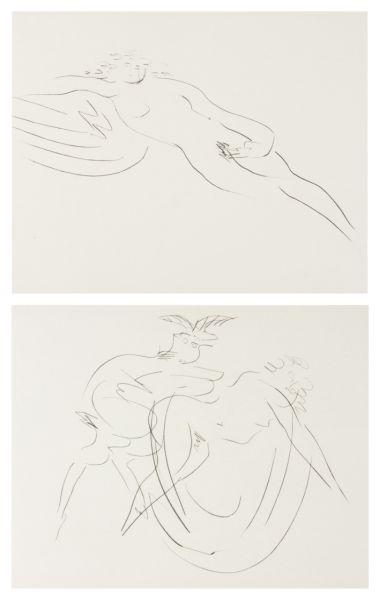 Appraisal: Two Drypoint Etchings by Reuben Nakian NY CT - on