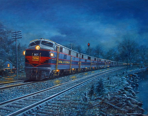 Appraisal: The Central of Georgia nocturnal scene oil on canvas board