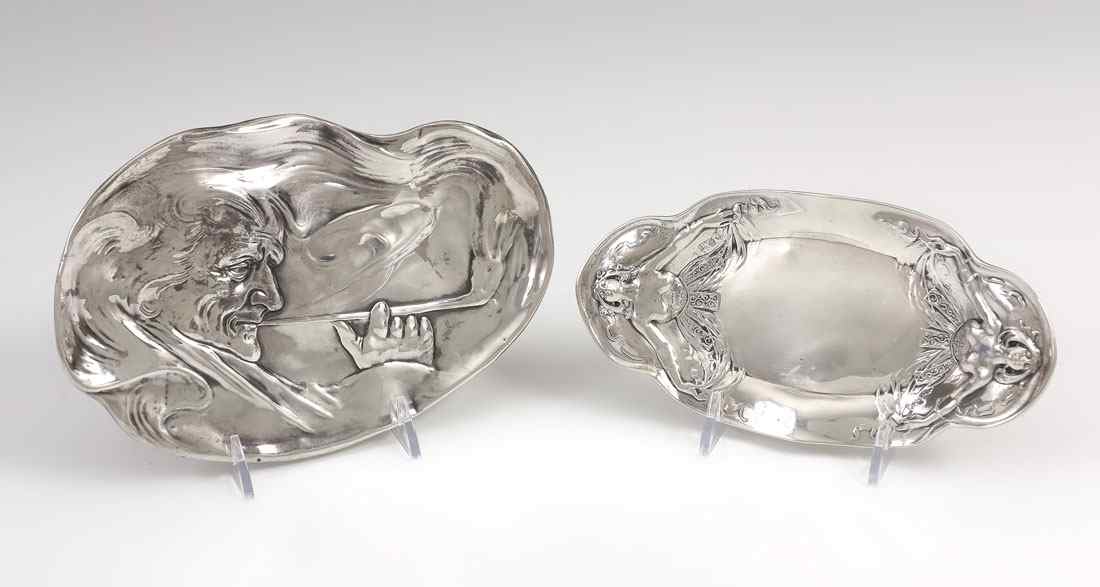 Appraisal: ART NOUVEAU STERLING TRAYS pieces total to include Unger Brothers