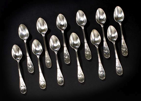 Appraisal: Set of Twelve Tiffany Sterling Silver Audubon Demitasse Spoons the