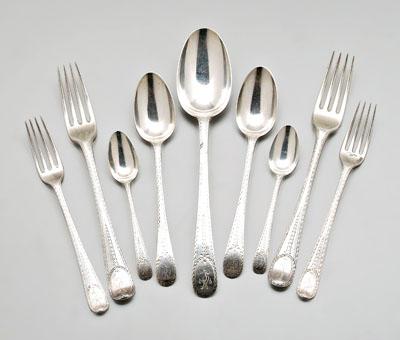 Appraisal: pieces English silver flatware assembled set London fine oval handles