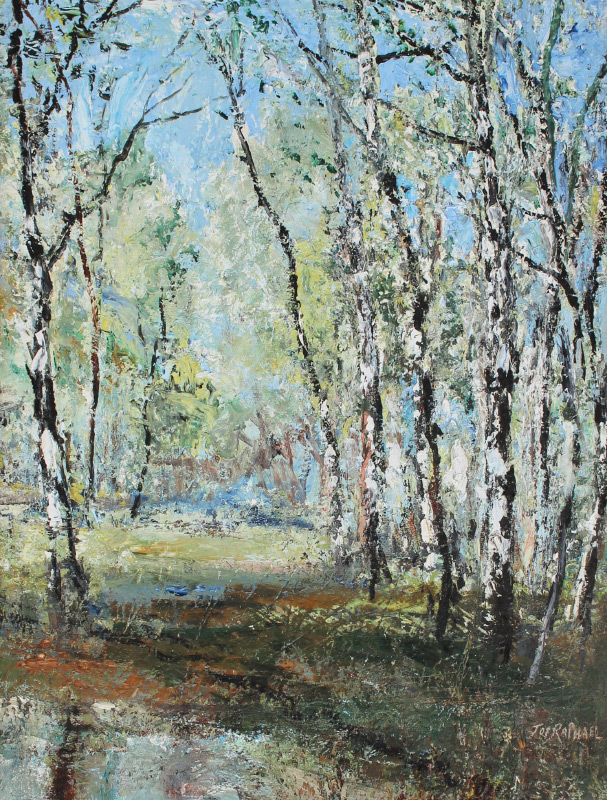 Appraisal: RAPHAEL Joseph American - Clearing in a Birch Forest Oil