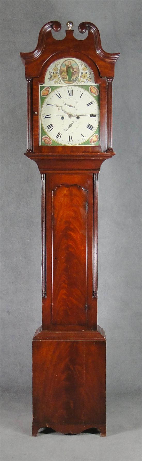 Appraisal: Chalmers Edinburgh Tall Case Clock Circa Mahogany with gooseneck pediment