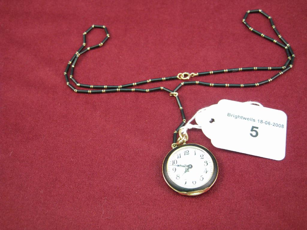 Appraisal: A black enamel Lady's Pendant Watch the circular dial with