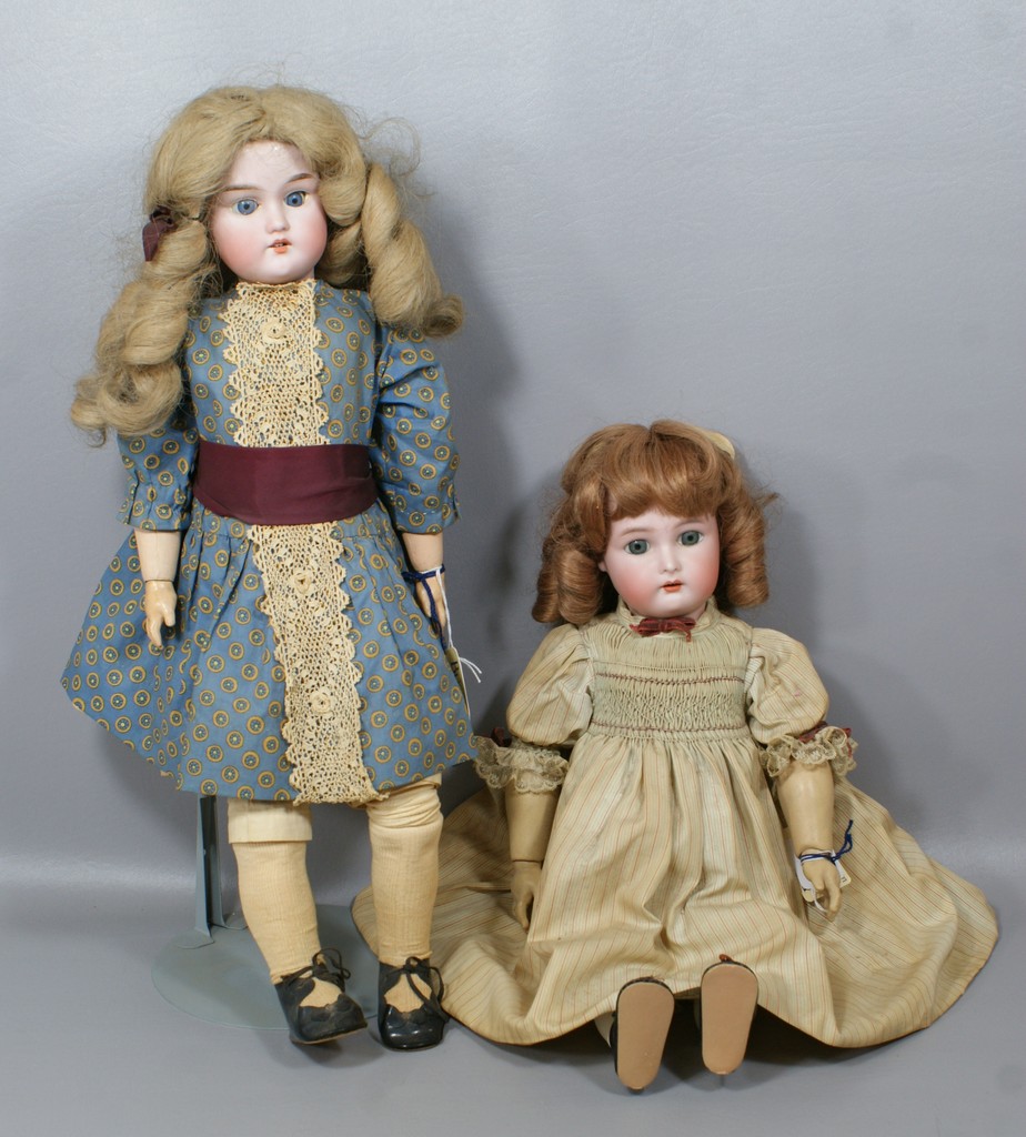 Appraisal: German Bisque Head Dolls doll in blue dress incised C