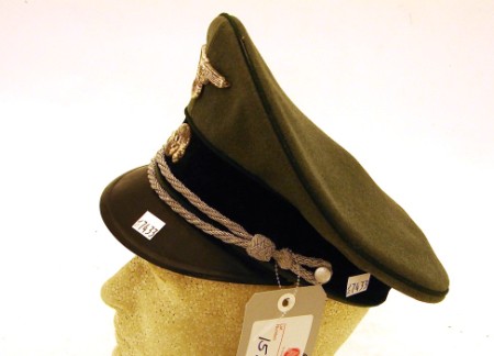 Appraisal: German visor cap green tri-cut body with green piping and