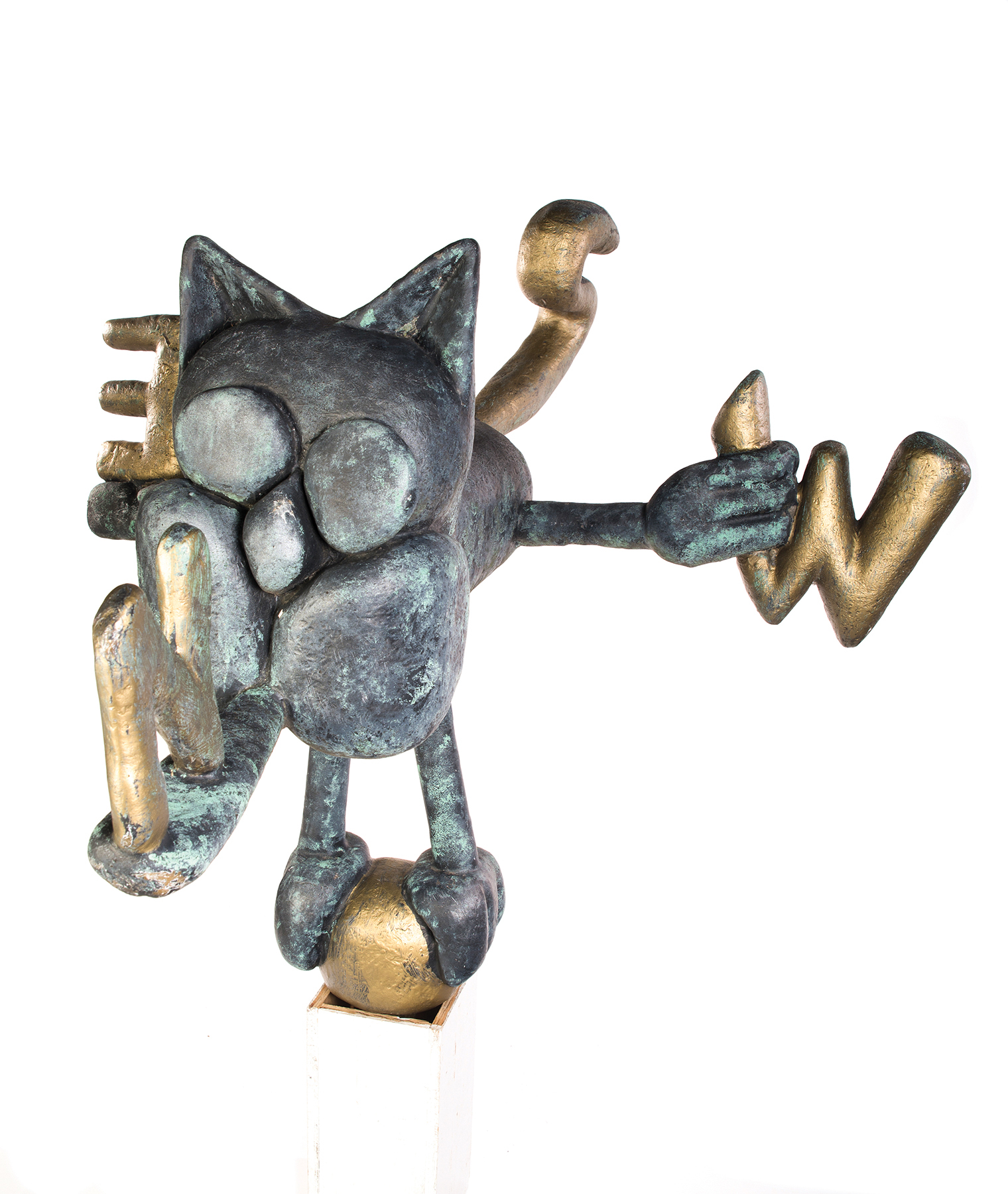 Appraisal: AMERICAN WEATHERVANE Second half- th century fiberglass Large cat holding