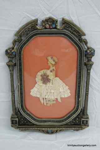 Appraisal: Antique Art Deco Bubble Glass Frame Paper DollFrom the early