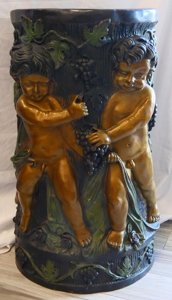 Appraisal: MARIO MAROINI LARGE BRONZE PEDESTAL WITH PUTTI From a Boca