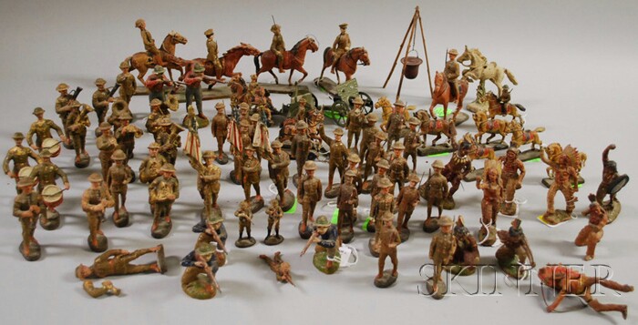 Appraisal: Collection of Painted Composition Toy Soldiers and Figures including Elastolin