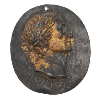 Appraisal: Gilt bronze medallion of Julius Caesar Gilt bronze medallion of