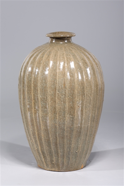 Appraisal: Korean celadon glazed jar with fluted pattern as-is condition H