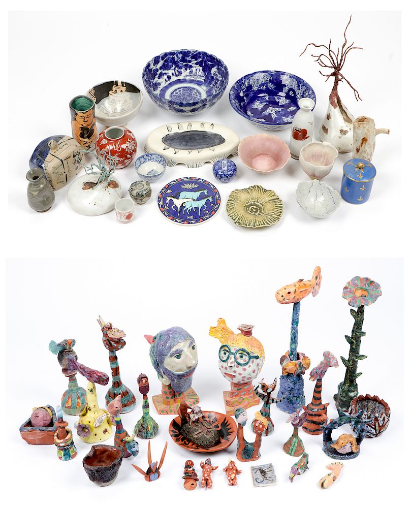 Appraisal: Large Estate Grouping of Folk Art Pottery Large Estate Grouping