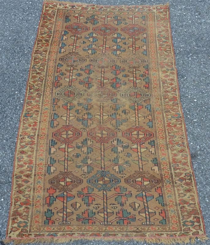 Appraisal: Geometric and Floral Pattern Oriental Area Rug Antique Geometric and