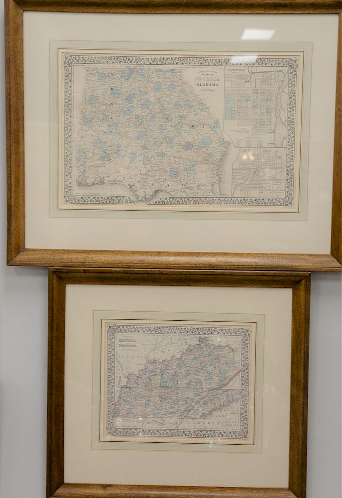 Appraisal: Group of seven Augustus Mitchell framed maps to include Tennessee