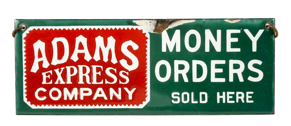 Appraisal: Adams Express Money Orders Porcelain Advertising Sign This early single