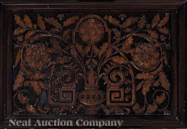 Appraisal: A Fine American or English Aesthetic Carved Mahogany Panel late