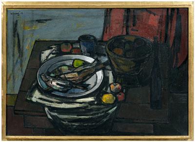 Appraisal: Karel Wiggers painting Dutch - still life with fish on