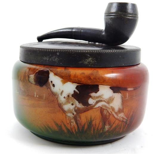 Appraisal: Handel tobacco humidor base decorated with painted Pointer dog in