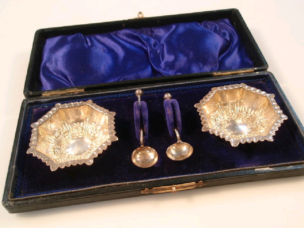 Appraisal: A pair of late Victorian silver salts of octagonal form