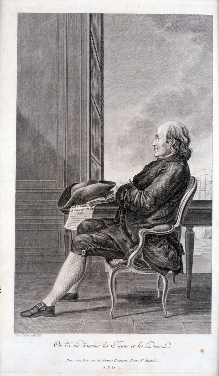 Appraisal: FULL-LENGTH PROFILE PRINT OF BENJAMIN FRANKLIN Engraving L C de