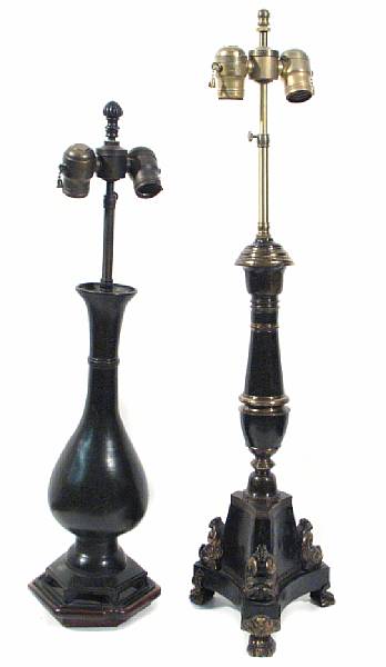 Appraisal: A group of two toleware table lamps height of tallest