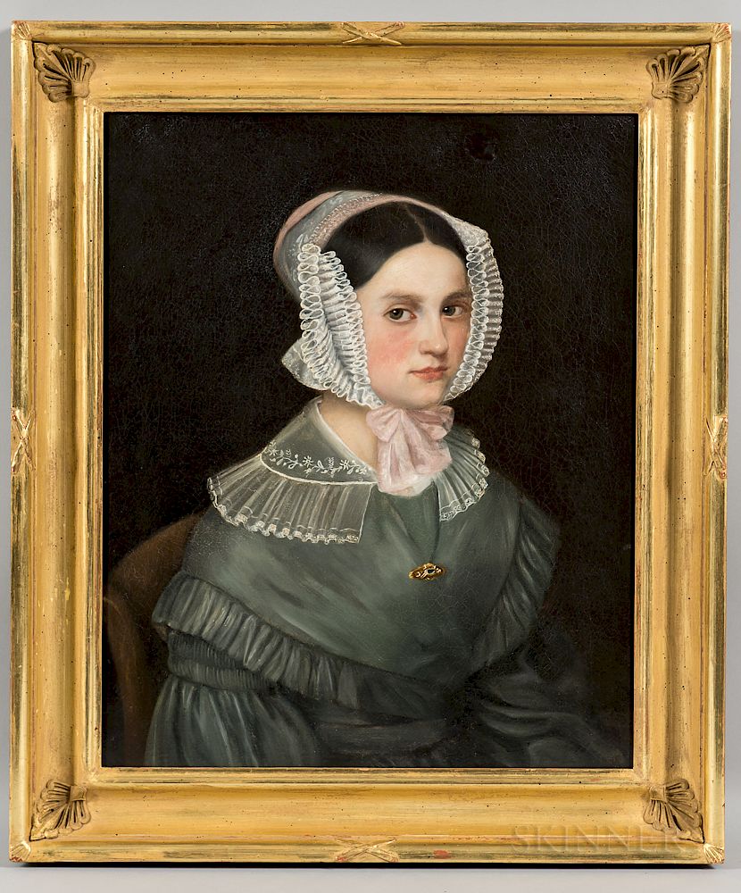 Appraisal: American School Mid- th Century Portrait of Young Woman in