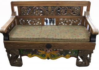 Appraisal: Carved Polychrome Tibetan Bench Carved Polychrome Tibetan Bench Early th