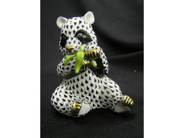 Appraisal: Herend Porcelain Panda Bear Figurine with black fishnet decor tall