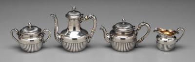 Appraisal: Gorham sterling tea service half fluted round bodies fluted lid