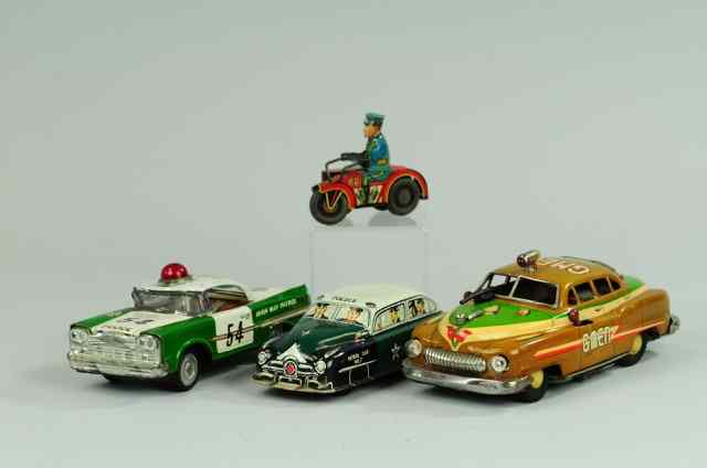 Appraisal: G-MEN AND POLICE CARS All done in lithographed tin includes