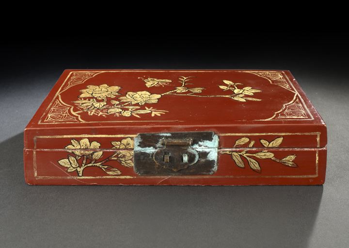 Appraisal: Japanese Meiji Red and Gold Lacquered Table Box fourth quarter