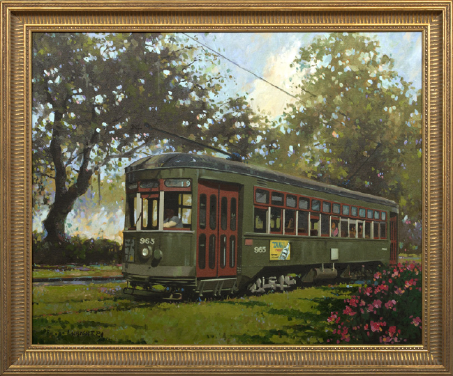 Appraisal: Don Wright American Louisiana - Streetcar on the Avenue oil