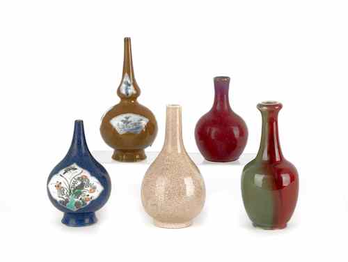 Appraisal: Five Chinese porcelain vases tallest - h