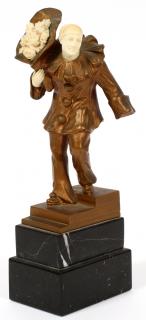 Appraisal: ART DECO PATINATED BRONZE FIGURE OF PIERROT ART DECO PATINATED