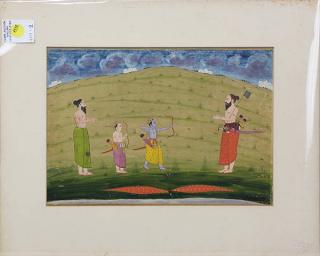 Appraisal: Indian Illustrated Miniature Rama Indian miniature painting depicting young Rama