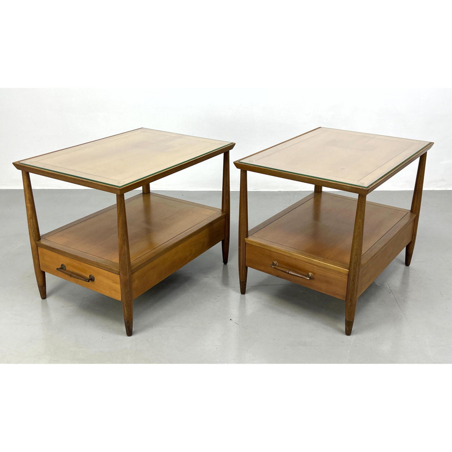 Appraisal: Pr HENREDON HERITAGE Side Tables Lower shelf with Drawer Marked