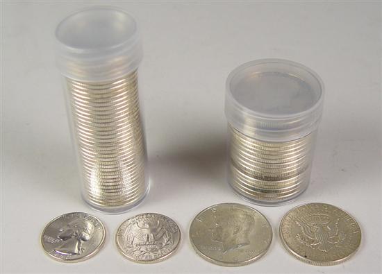 Appraisal: Washington Quarters Kennedy Halves BU roll of -D Washington Quarters