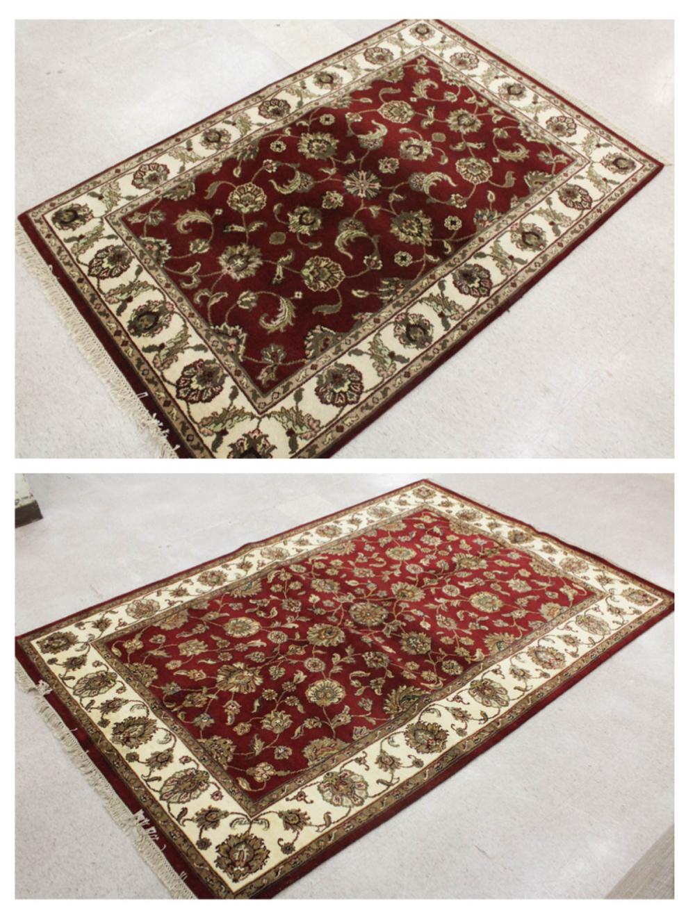 Appraisal: TWO SIMILAR HAND KNOTTED ORIENTAL RUGS Indo-Persian overall floral design