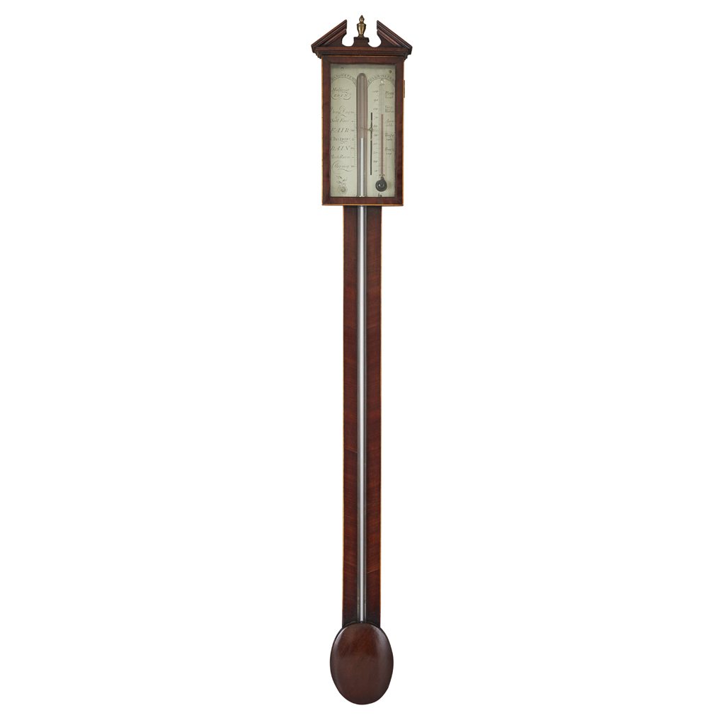 Appraisal: SCOTTISH REGENCY MAHOGANY STICK BAROMETER MOLLINER EDINBURGH EARLY TH CENTURY