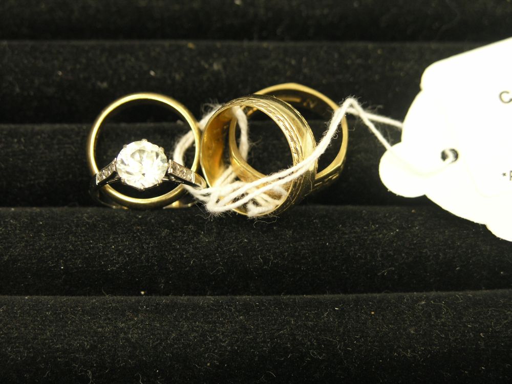 Appraisal: Three ct gold band rings grams together with an ct