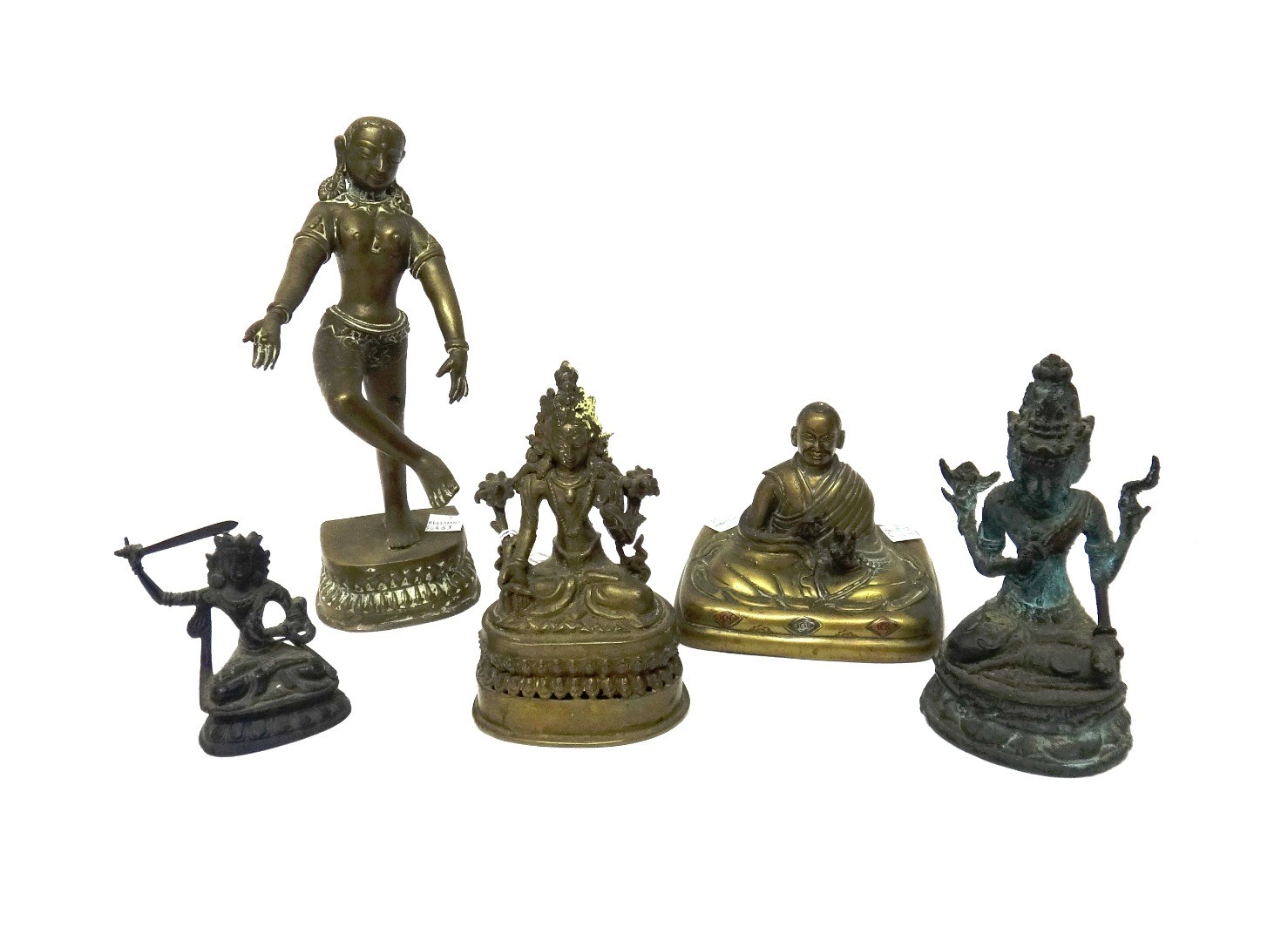 Appraisal: A group of five Indian bronze and brass deities th