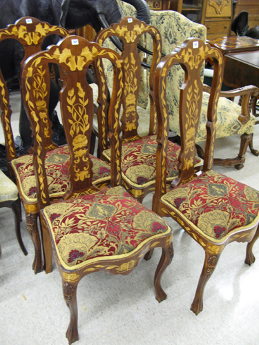 Appraisal: A SET OF FOUR DUTCH MARQUETRY DINING CHAIRS Queen Anne