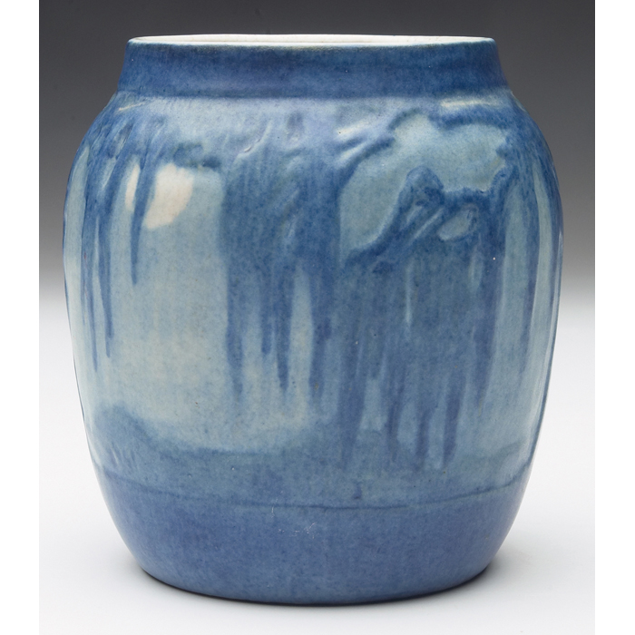 Appraisal: Newcomb College vase carved and painted landscape with moon and